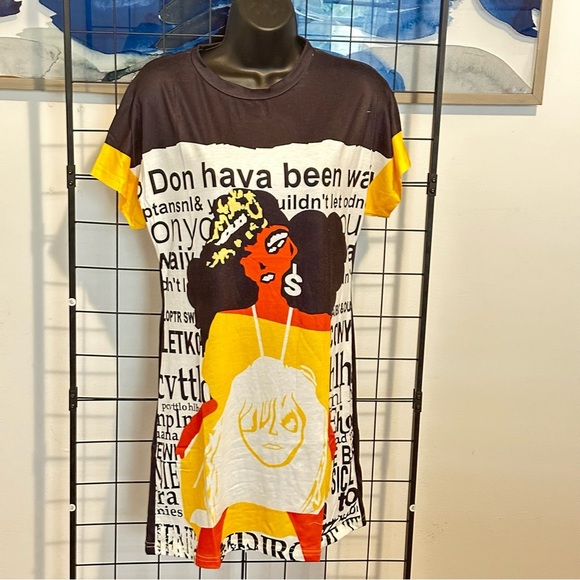 Yellow Casual Graphic Print TShirt Mini Dress - Picture 3 of 6